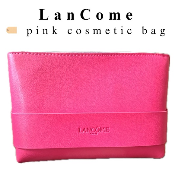 🆕 🎉 lancôme • hot pink cosmetic case pouch with gold zippers - Picture 2 of 12